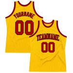Custom Gold Red Black Basketball Jersey - Authentic Throwback Design Custom Gold Red-Black Authentic Throwback Basketball