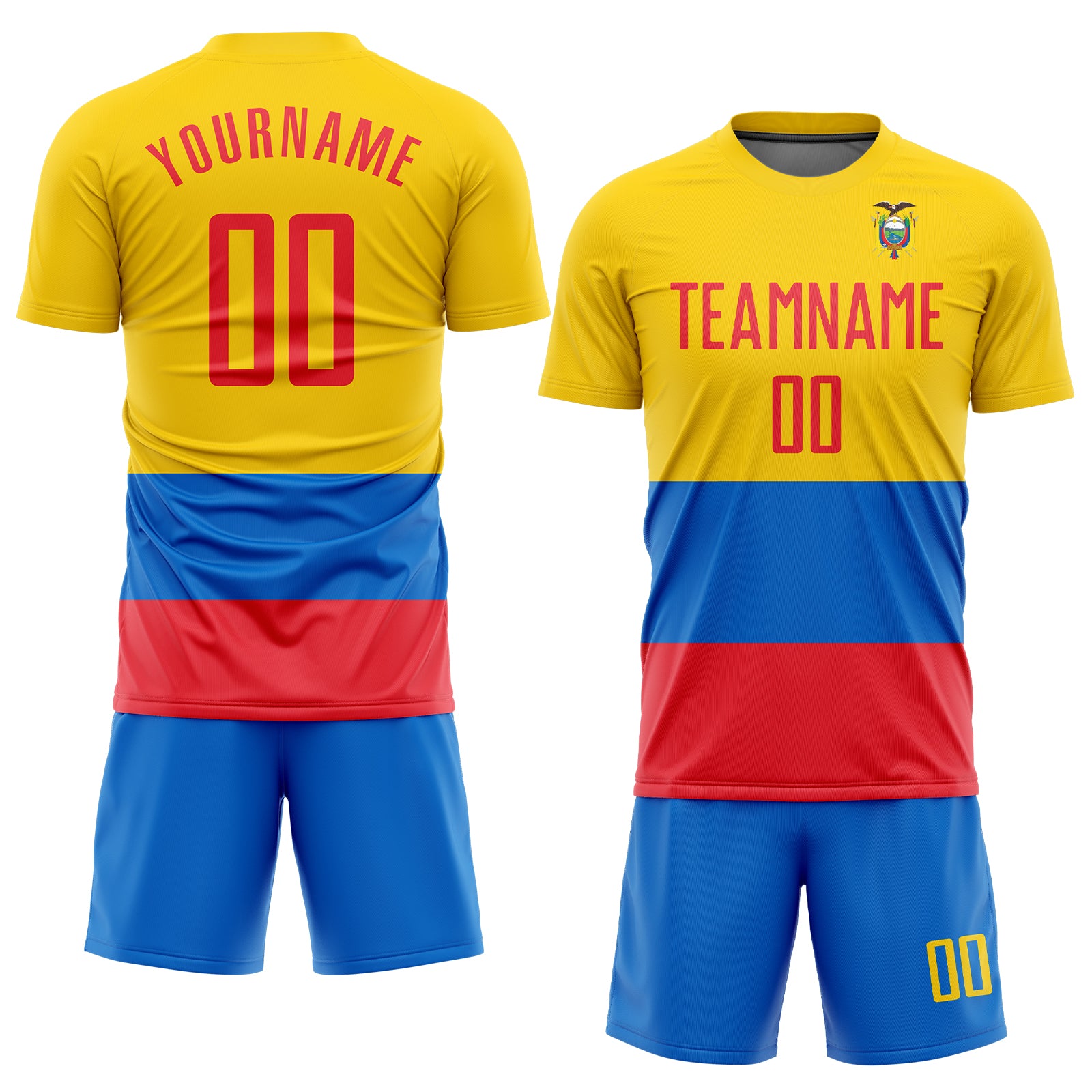 Custom Gold Red-Royal Sublimation Ecuador Flag Soccer Uniform Jersey Ecuador Flag Soccer Jersey Custom Gold Red-Royal Sublimation Uniform Custom Gold Red-Royal Sublimation Ecuador Flag Soccer - Image 2
