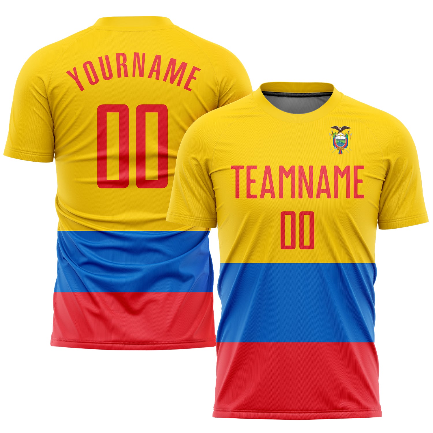 Custom Gold Red-Royal Sublimation Ecuador Flag Soccer Uniform Jersey Ecuador Flag Soccer Jersey Custom Gold Red-Royal Sublimation Uniform Custom Gold Red-Royal Sublimation Ecuador Flag Soccer - Image 1