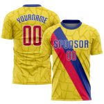 Custom Gold Red-Royal Soccer Jersey Uniform - Personalized Sublimation Design Custom Gold Red-Royal Sublimation Soccer Uniform