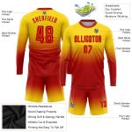Custom Gold Red Sublimation Soccer Jersey Long Sleeve Fade Fashion Uniform Custom Gold Red Sublimation Long Sleeve Fade Fashion - Image 3