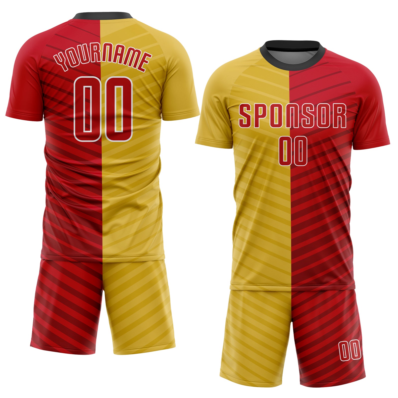 Custom Gold Red-White Sublimation Soccer Uniform Jersey Custom Gold Red White Soccer Uniform Jersey - Sublimation Sports Apparel Custom Gold Red-White Sublimation Soccer Uniform - Image 2