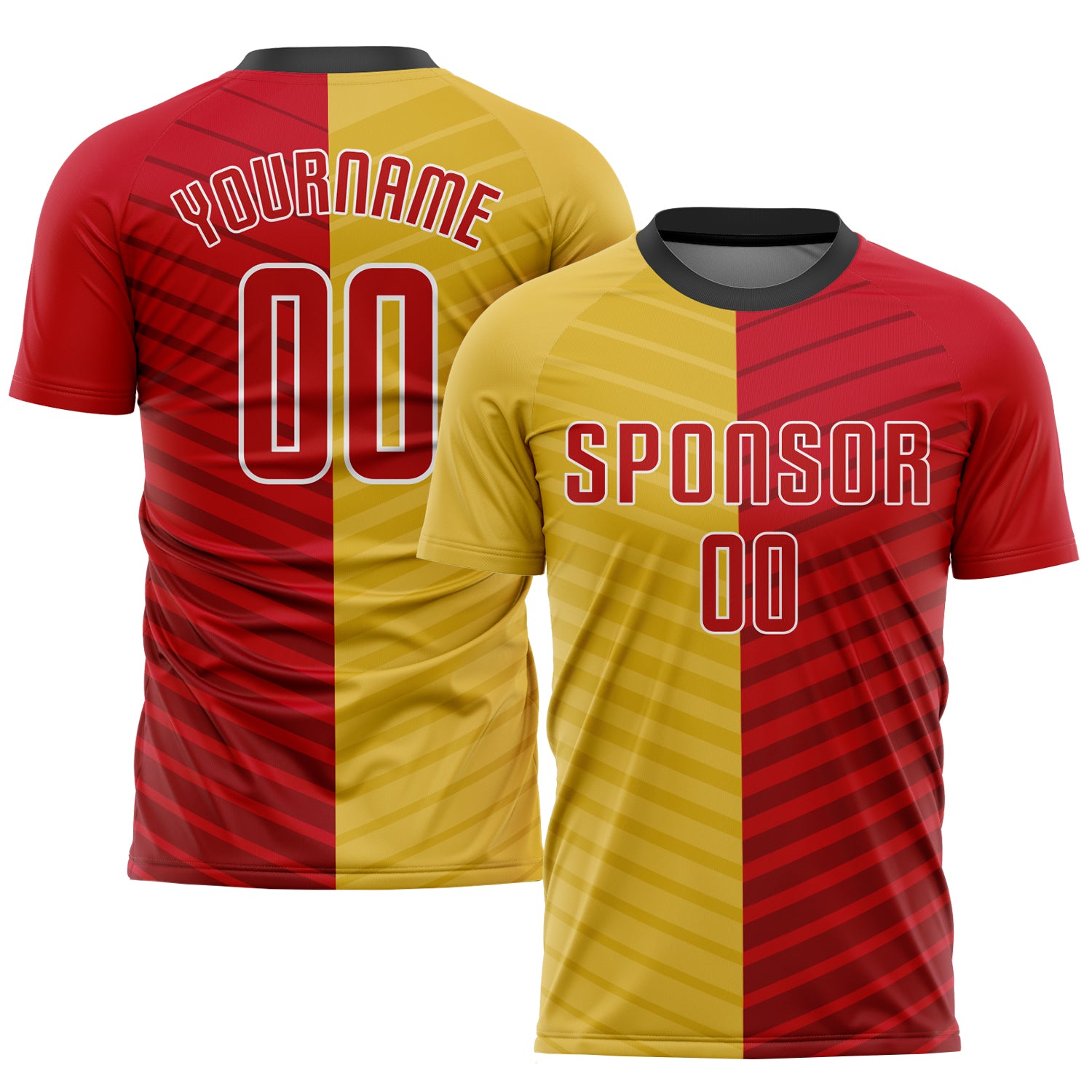 Custom Gold Red-White Sublimation Soccer Uniform Jersey Custom Gold Red White Soccer Uniform Jersey - Sublimation Sports Apparel Custom Gold Red-White Sublimation Soccer Uniform - Image 1