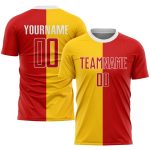 Custom Gold Red-White Soccer Uniform Jersey for Sublimation Fashion Style Custom Gold Red-White Sublimation Split Fashion