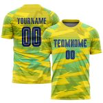 Custom Gold Royal Light Blue Soccer Jersey - Sublimation Away Uniform Custom Gold Royal-Light Blue Away Sublimation Soccer