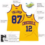 Custom Gold Basketball Jersey - Authentic Royal-Orange Throwback Design Custom Gold Royal-Orange Authentic Throwback Basketball - Image 2