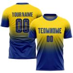 Custom Gold Royal Sublimation Soccer Uniform Jersey - Fade Design Fashion Jersey Custom Gold Royal Sublimation Fade Fashion