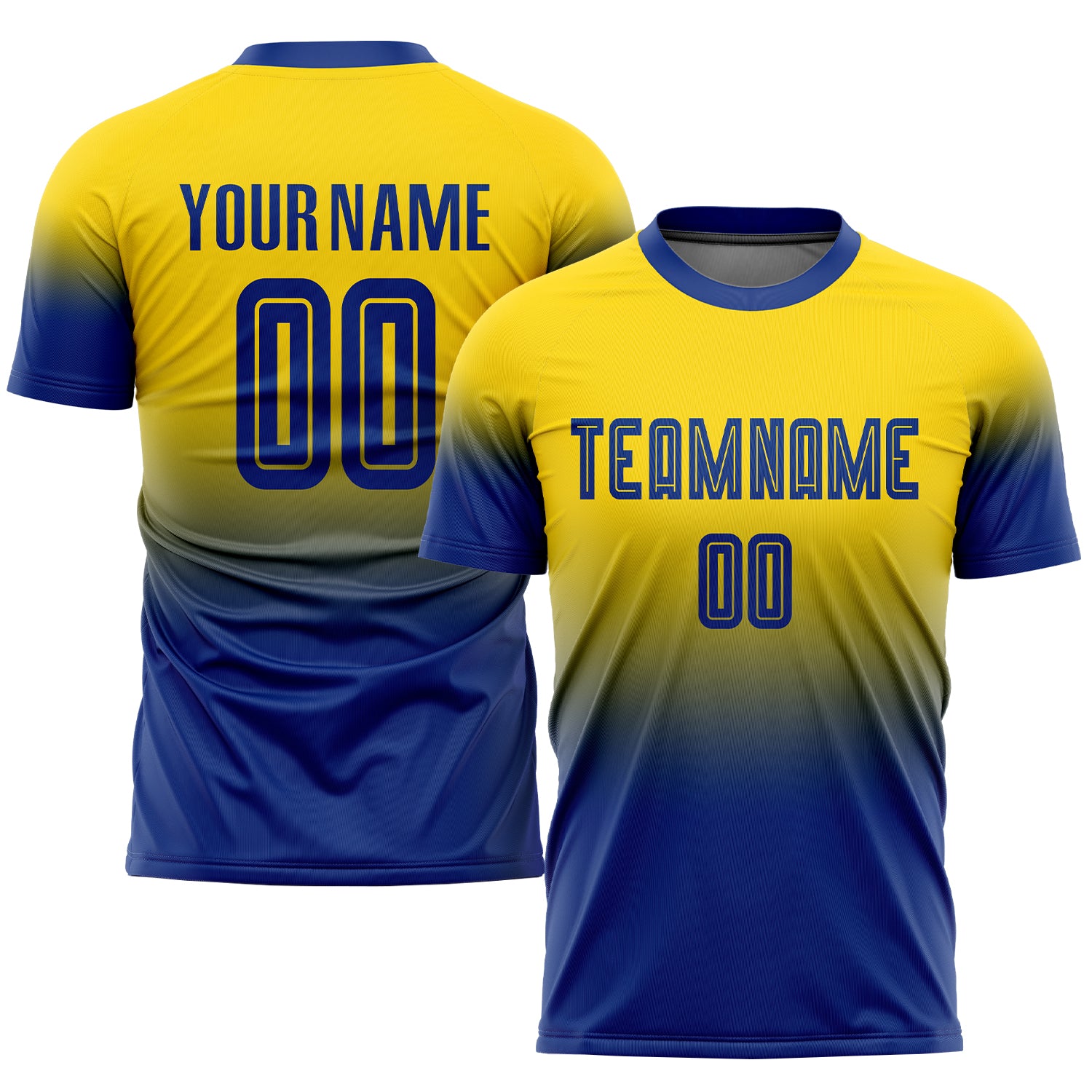 Custom Gold Royal Sublimation Fade Fashion Soccer Uniform Jersey Custom Gold Royal Sublimation Soccer Uniform Jersey - Fade Design Fashion Jersey Custom Gold Royal Sublimation Fade Fashion - Image 1