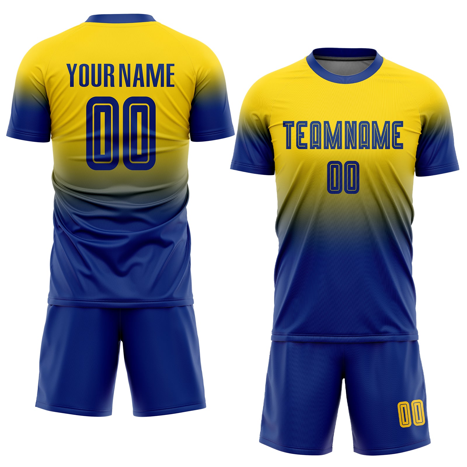 Custom Gold Royal Sublimation Fade Fashion Soccer Uniform Jersey Custom Gold Royal Sublimation Soccer Uniform Jersey - Fade Design Fashion Jersey Custom Gold Royal Sublimation Fade Fashion - Image 2