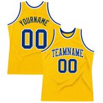 Custom Gold White Basketball Jersey Authentic Throwback Design Custom Gold Royal-White Authentic Throwback Basketball Jersey