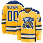 Custom Gold Royal-White Hockey Jersey for Men | Personalized Team Apparel Custom Gold Royal-White Hockey Jersey