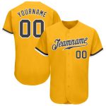 Custom Gold Baseball Jersey - Authentic Style 8537 in Gray and White Custom Gold Steel Gray-White Authentic Baseball Jersey