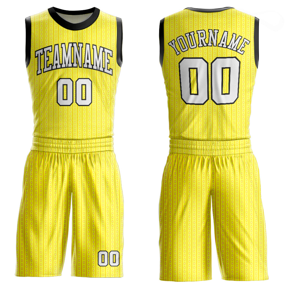 Sublimation Basketball Jersey Custom Gold White Black Round Neck Suit Custom Gold White-Black Round Neck Sublimation Basketball