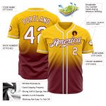 Custom Gold White Burgundy Authentic Fade Baseball Jersey for Fashion Fans Custom Gold White-Burgundy Authentic Fade Fashion - Image 2