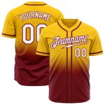 Custom Gold White-Crimson Fade Fashion Baseball Jersey - Authentic Baseball Fan Gear Custom Gold White-Crimson Authentic