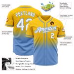 Custom Gold White Light Blue Fade Baseball Jersey - Authentic Fashion Design Custom Gold White-Light Blue Authentic Fade - Image 2