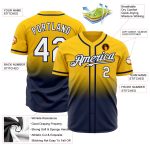 Custom Gold White Navy Fade Baseball Jersey - Authentic Fashion Sports Apparel Custom Gold White-Navy Authentic Fade Fashion - Image 2