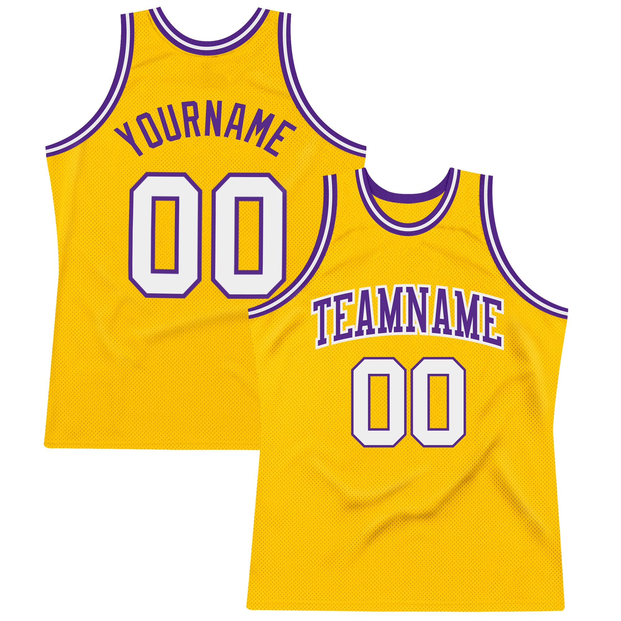 Custom Gold Purple White Authentic Basketball Jersey - Throwback Style Custom Gold White-Purple Authentic Throwback Basketball