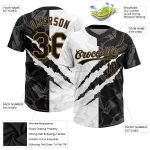 Custom Graffiti Pattern Black and Old Gold 3D Two-Button Unisex Softball Jersey 6269 Custom Graffiti Pattern Black-Old Gold - Image 3