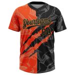 Custom Graffiti Pattern 3D Black and Old Gold Unisex Softball Jersey - Stylish Two-Button Design Custom Graffiti Pattern - Image 2