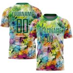 Custom Graffiti Soccer Jersey Kelly Green-White Sublimation Uniform Custom Graffiti Pattern Kelly Green-White Sublimation