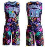 Light Blue White Custom Graffiti Basketball Jersey Sublimation Round Neck Suit Custom Graffiti Pattern Light Blue-White Round