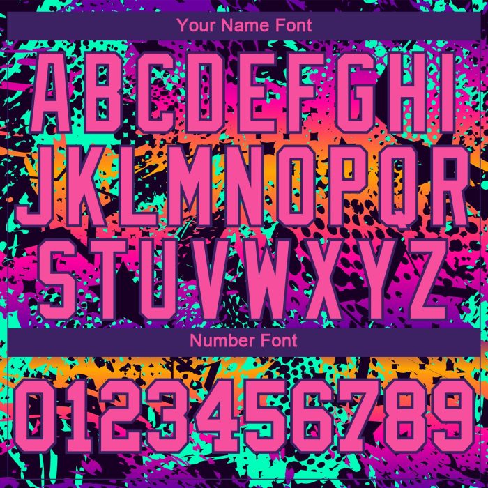 Bright Neon Pink Purple Custom Graffiti 3D Long Sleeve Performance T-Shirt Custom Graffiti Pattern Pink-Purple Bright Neon - Image 4