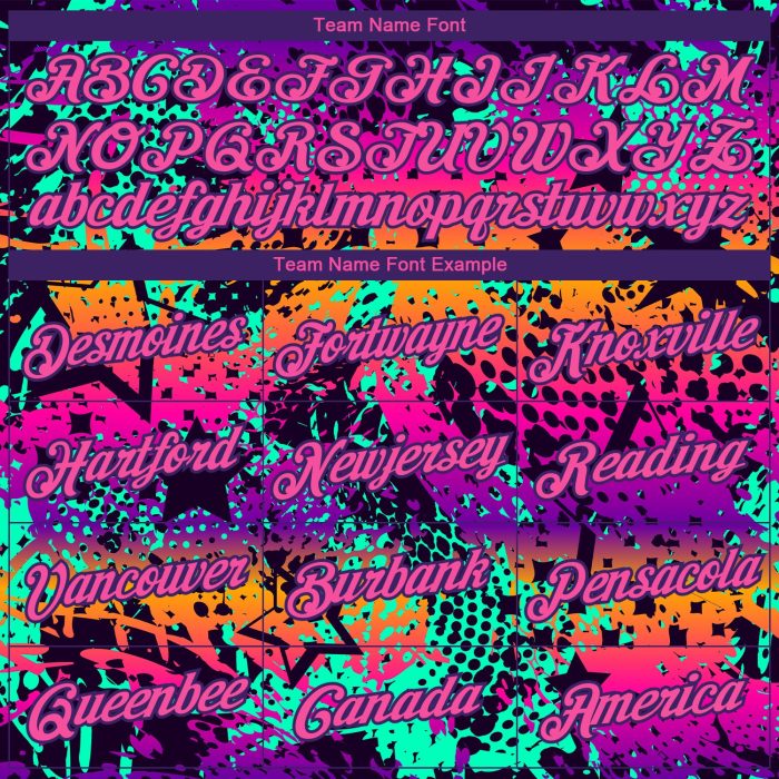 Bright Neon Pink Purple Custom Graffiti 3D Long Sleeve Performance T-Shirt Custom Graffiti Pattern Pink-Purple Bright Neon - Image 3