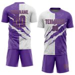 Purple White Old Gold Custom Graffiti Pattern Sublimation Soccer Jersey Uniform Custom Graffiti Pattern Purple White-Old - Image 2