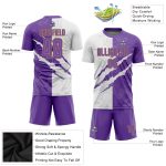 Purple White Old Gold Custom Graffiti Pattern Sublimation Soccer Jersey Uniform Custom Graffiti Pattern Purple White-Old - Image 3