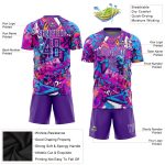 Purple-White Custom Graffiti Pattern Soccer Jersey Sublimation Uniform Custom Graffiti Pattern Purple-White Sublimation Soccer - Image 3