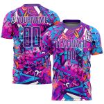 Purple-White Custom Graffiti Pattern Soccer Jersey Sublimation Uniform Custom Graffiti Pattern Purple-White Sublimation Soccer