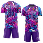 Purple-White Custom Graffiti Pattern Soccer Jersey Sublimation Uniform Custom Graffiti Pattern Purple-White Sublimation Soccer - Image 2