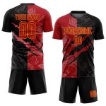 Red-Gold Custom Graffiti Soccer Jersey Sublimation Uniform for Team Sports Custom Graffiti Pattern Red-Gold Sublimation Soccer - Image 2