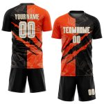 Custom Graffiti Pattern Soccer Jersey White Black Orange Old Gold Sublimation Uniform Custom Graffiti Pattern White Black - Image 2