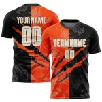 Custom Graffiti Pattern Soccer Jersey White Black Orange Old Gold Sublimation Uniform Custom Graffiti Pattern White Black