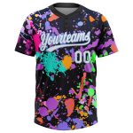 Custom Graffiti Pattern 3D Softball Jersey - White Light Blue Unisex, Two-Button Design Custom Graffiti Pattern White-Light - Image 2