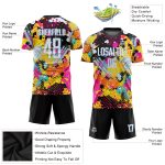 Custom Graffiti Pattern Soccer Jersey - White Light Blue Sublimation Uniform Custom Graffiti Pattern White-Light Blue Sublimation - Image 3