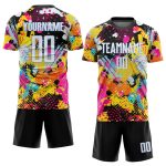 Custom Graffiti Pattern Soccer Jersey - White Light Blue Sublimation Uniform Custom Graffiti Pattern White-Light Blue Sublimation - Image 2