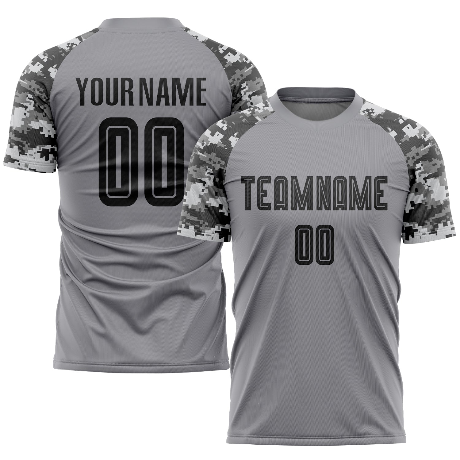 Custom Sublimation Soccer Uniform Jersey Gray Black Camo Design Custom Gray Black-Camo Sublimation Soccer Uniform Jersey