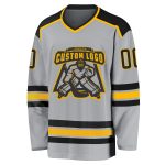Custom Gray Black and Gold Hockey Jersey for Men and Women - Personalized Sports Apparel Custom Gray Black-Gold Hockey Jersey - Image 2