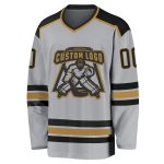 Custom Gray Black Old Gold Hockey Jersey | Personalized Team Apparel Custom Gray Black-Old Gold Hockey Jersey - Image 2