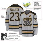 Custom Gray Black Old Gold Hockey Jersey | Personalized Team Apparel Custom Gray Black-Old Gold Hockey Jersey - Image 3