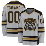 Custom Gray Black Old Gold Hockey Jersey | Personalized Team Apparel Custom Gray Black-Old Gold Hockey Jersey