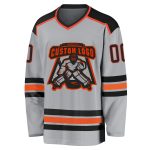 Gray Black Orange Custom Hockey Jersey for Men and Women Team Sports Apparel Custom Gray Black-Orange Hockey Jersey - Image 2