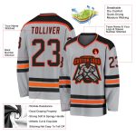 Gray Black Orange Custom Hockey Jersey for Men and Women Team Sports Apparel Custom Gray Black-Orange Hockey Jersey - Image 3