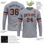 Custom Performance Long Sleeve T-Shirt in Gray, Black, Powder Blue & Orange Custom Gray Black Powder Blue-Orange Long Sleeve - Image 3