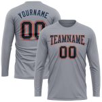 Custom Performance Long Sleeve T-Shirt in Gray, Black, Powder Blue & Orange Custom Gray Black Powder Blue-Orange Long Sleeve - Image 2