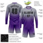 Custom Gray Black Purple Soccer Jersey Long Sleeve Fade Fashion Uniform Custom Gray Black-Purple Sublimation Long Sleeve - Image 3