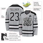 Custom Hockey Jersey - Gray Black and White Design, Personalized Team Jersey Custom Gray Black-White Hockey Jersey - Image 3